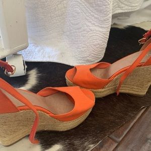 Aldo orange wedge espadrille